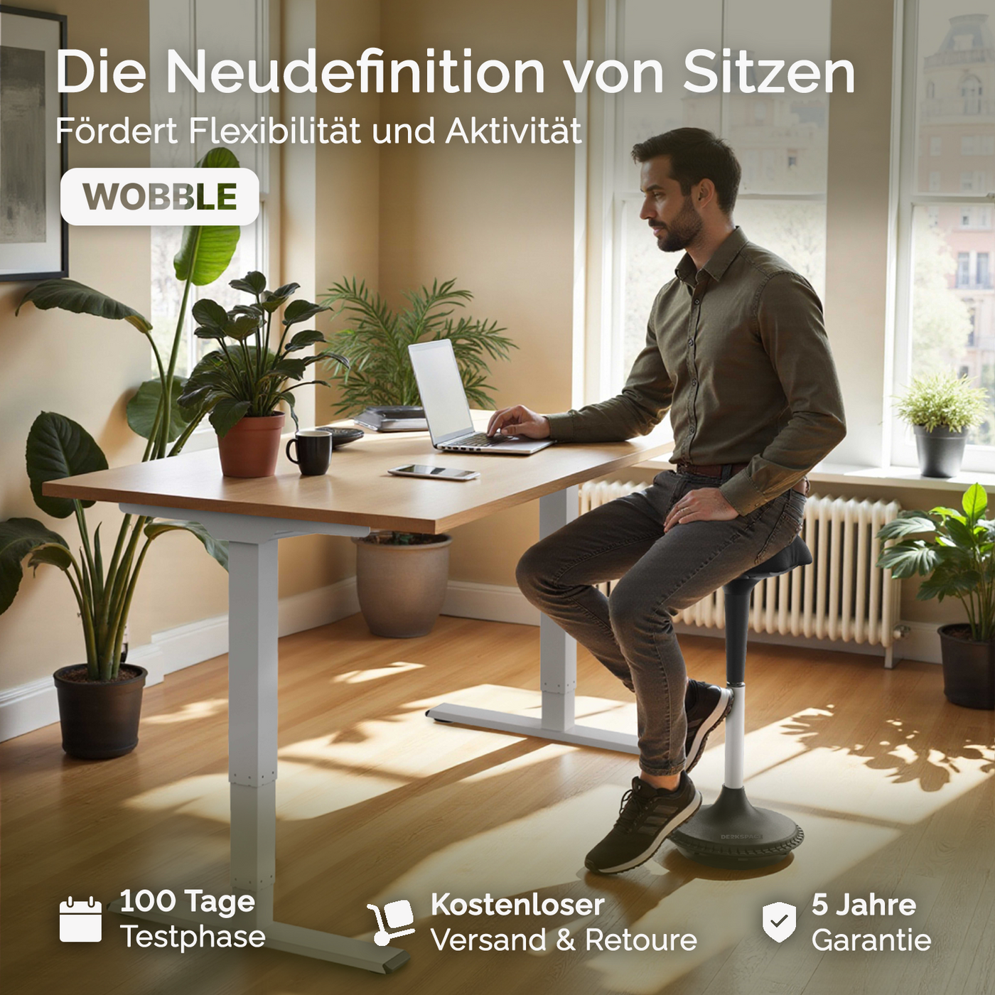 DESQUP WOBBLE | Ergonomic sitting &amp; standing stool 