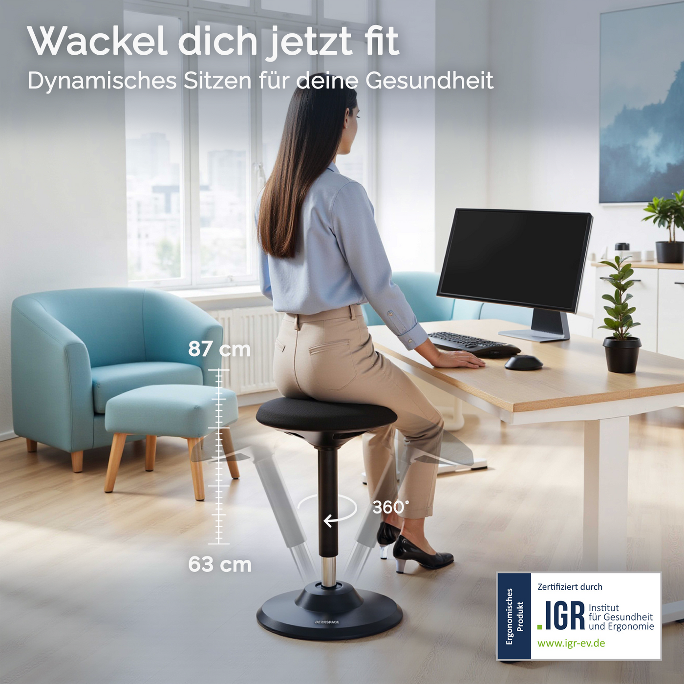 DESQUP MOTION | Ergonomic sitting &amp; standing stool 