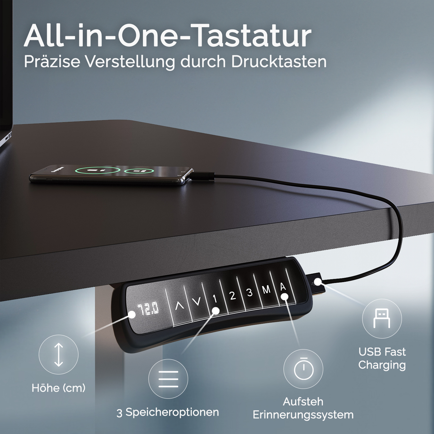 DESQUP PRO PLUS | Electrically height-adjustable desk 