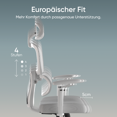 DESKSPACE Move Pro ergonomischer Bürostuhl mit intelligenter Lordosenstütze und atmungsaktivem Netzgewebe
