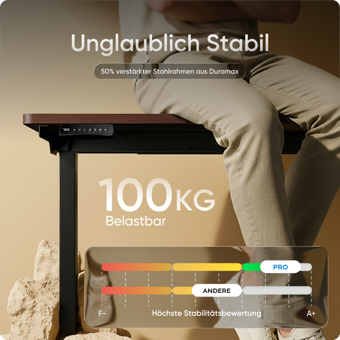 Moderner ergonomischer Stehpult von DESKSPACE Pro Model– elektrisch verstellbar mit smarter Bedienung