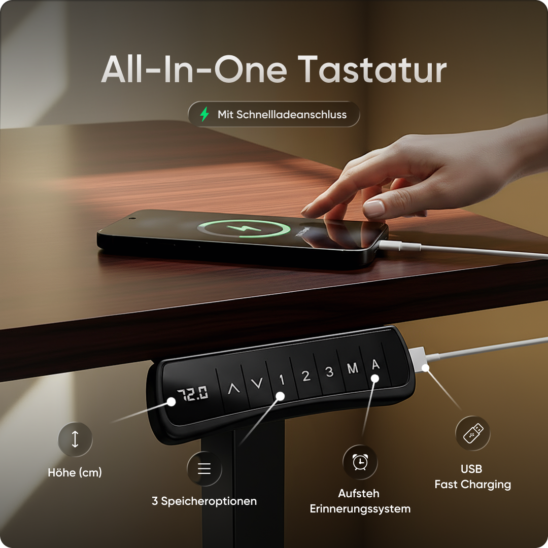 Moderner ergonomischer Stehpult von DESKSPACE Pro Model– elektrisch verstellbar mit smarter Bedienung