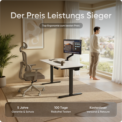Moderner ergonomischer Stehpult von DESKSPACE Pro Model– elektrisch verstellbar mit smarter Bedienung