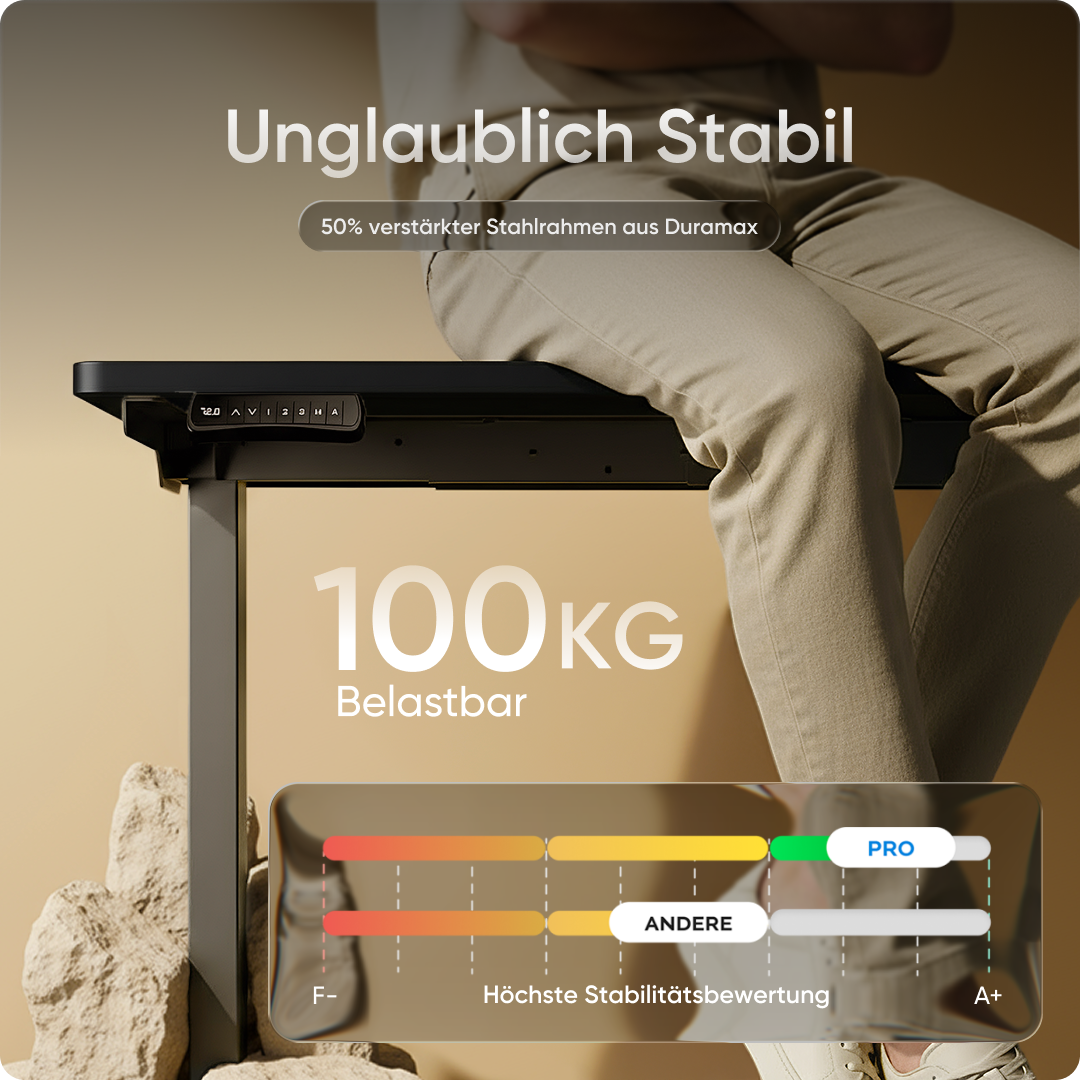 Moderner ergonomischer Stehpult von DESKSPACE Pro Model– elektrisch verstellbar mit smarter Bedienung