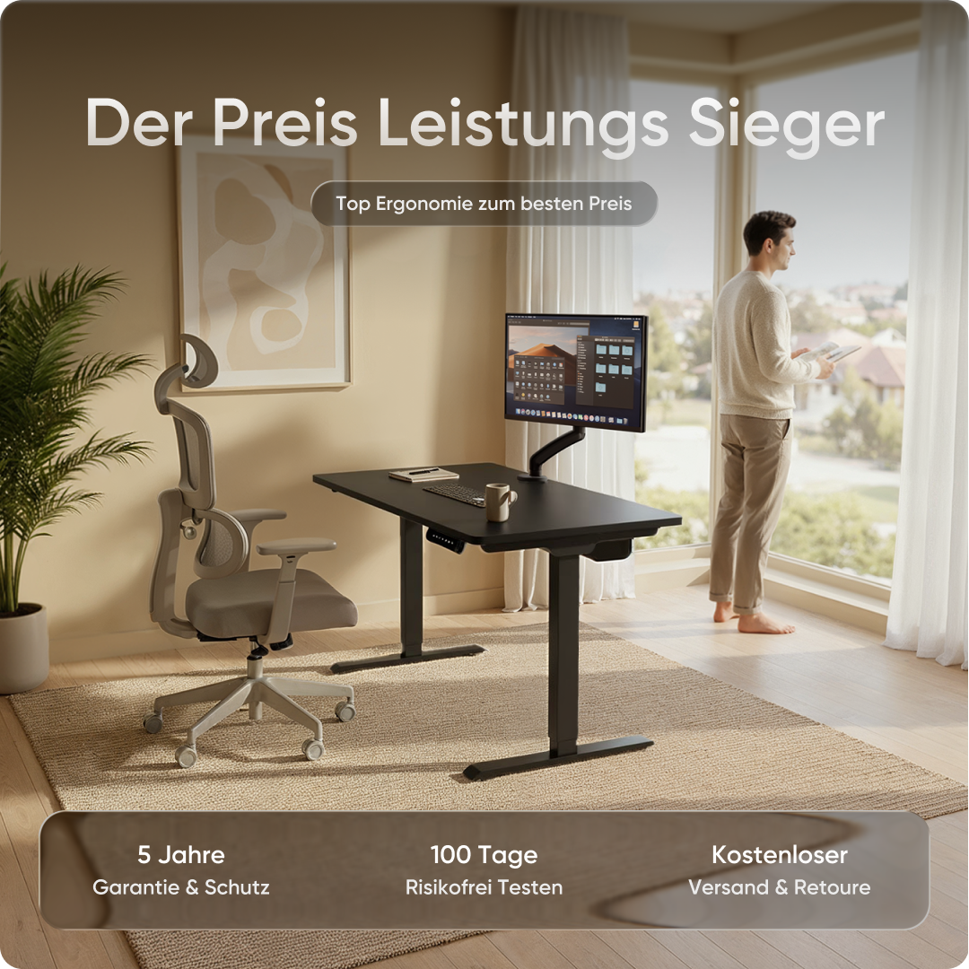 Moderner ergonomischer Stehpult von DESKSPACE Pro Model– elektrisch verstellbar mit smarter Bedienung