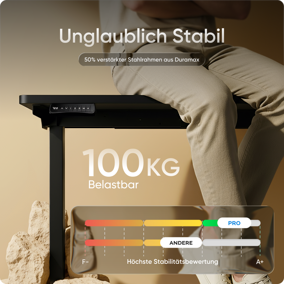 Moderner ergonomischer Stehpult von DESKSPACE Pro Model– elektrisch verstellbar mit smarter Bedienung