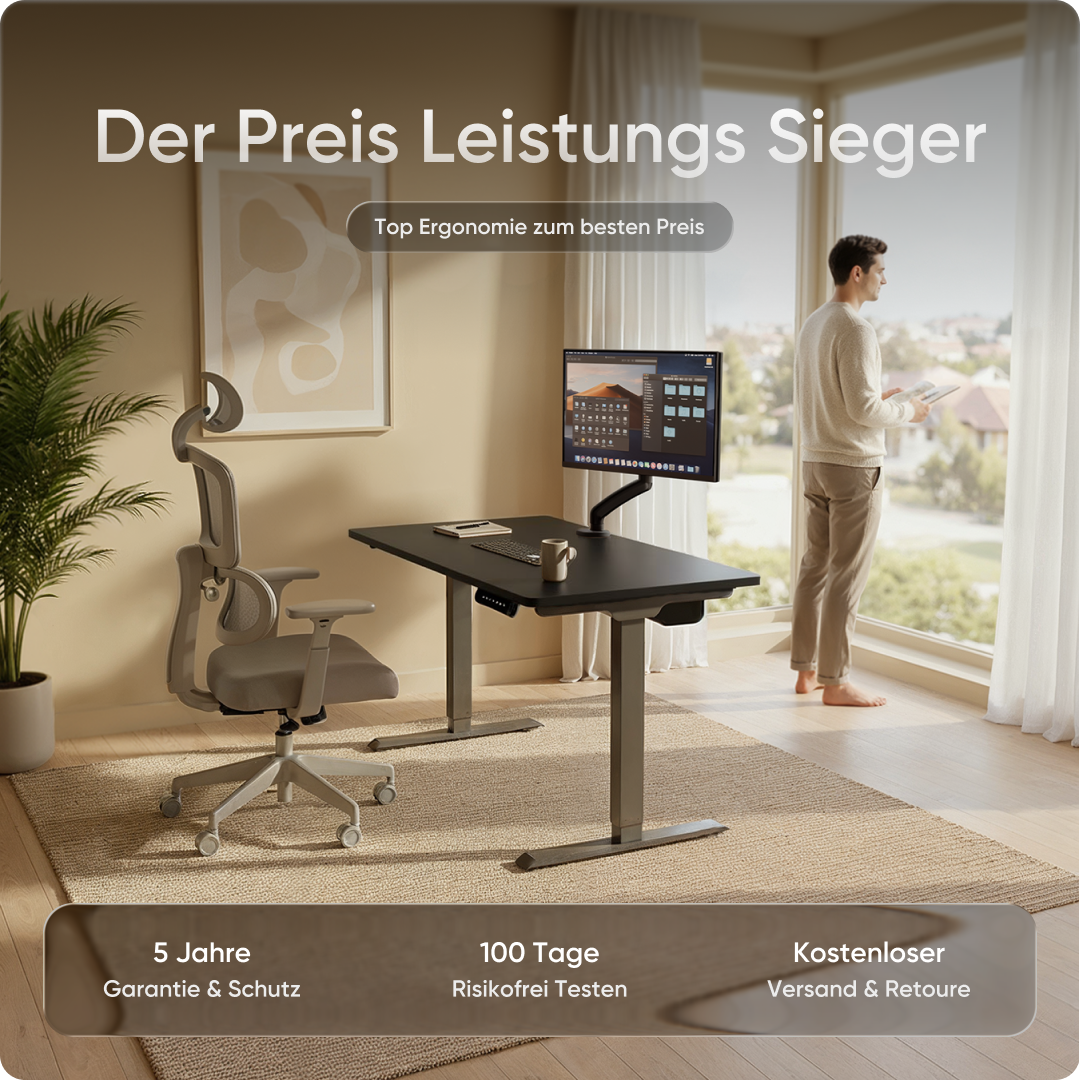 Moderner ergonomischer Stehpult von DESKSPACE Pro Model– elektrisch verstellbar mit smarter Bedienung