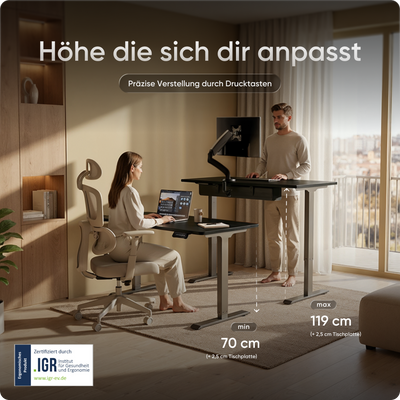 Moderner ergonomischer Stehpult von DESKSPACE Pro Model– elektrisch verstellbar mit smarter Bedienung