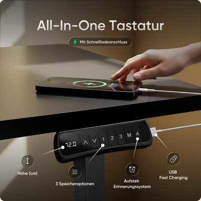 Moderner ergonomischer Stehpult von DESKSPACE Pro Model– elektrisch verstellbar mit smarter Bedienung