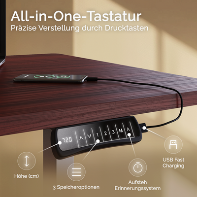 Moderner ergonomischer Stehpult von DESKSPACE Pro Model– elektrisch verstellbar mit smarter Bedienung