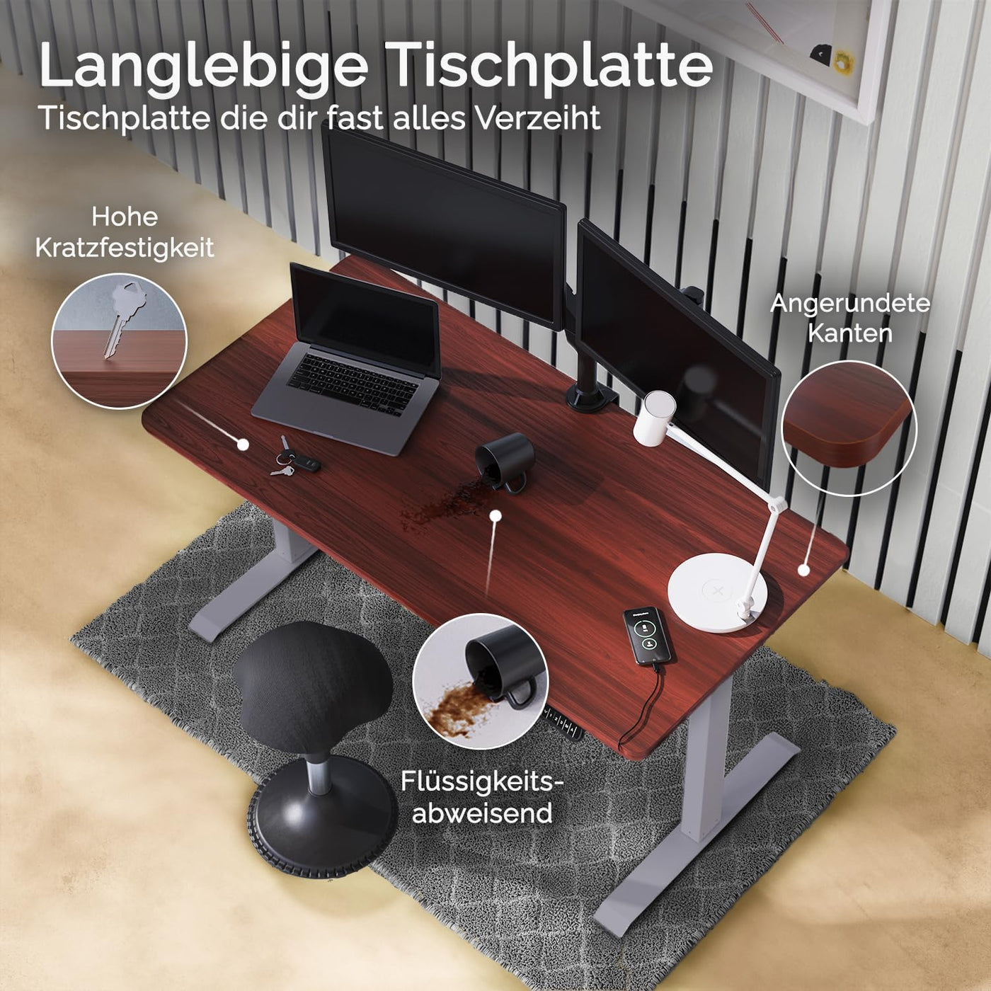 Moderner ergonomischer Stehpult von DESKSPACE Pro Model– elektrisch verstellbar mit smarter Bedienung