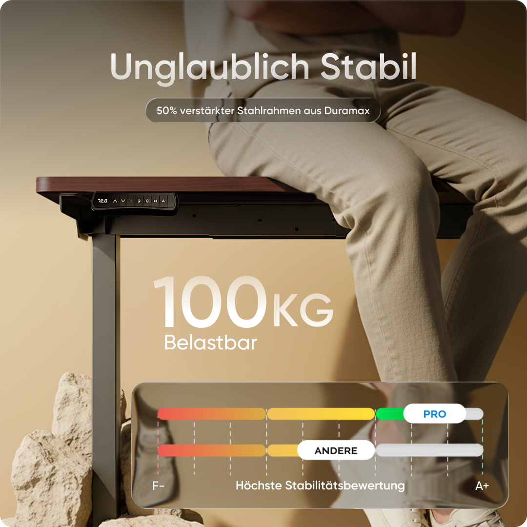 Moderner ergonomischer Stehpult von DESKSPACE Pro Model– elektrisch verstellbar mit smarter Bedienung