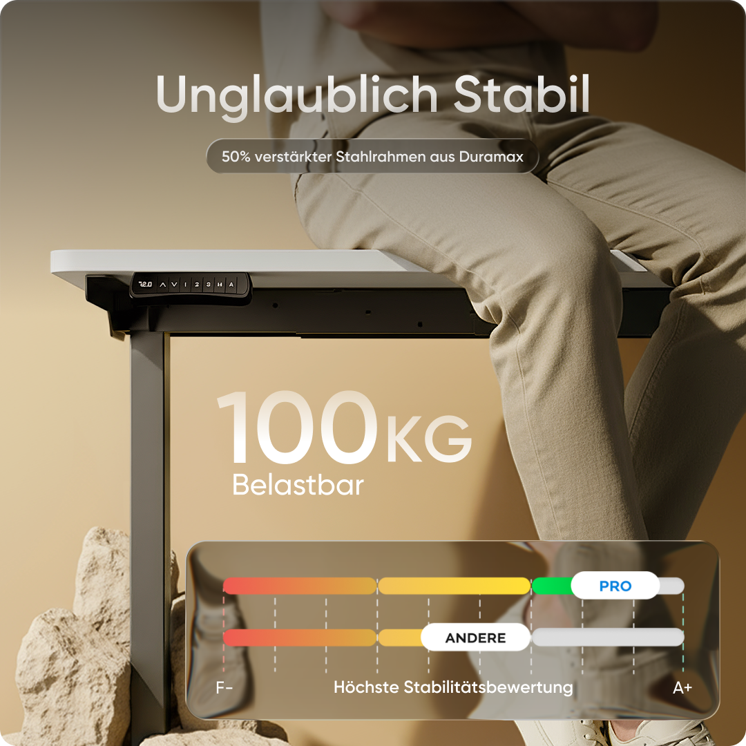 Moderner ergonomischer Stehpult von DESKSPACE Pro Model– elektrisch verstellbar mit smarter Bedienung