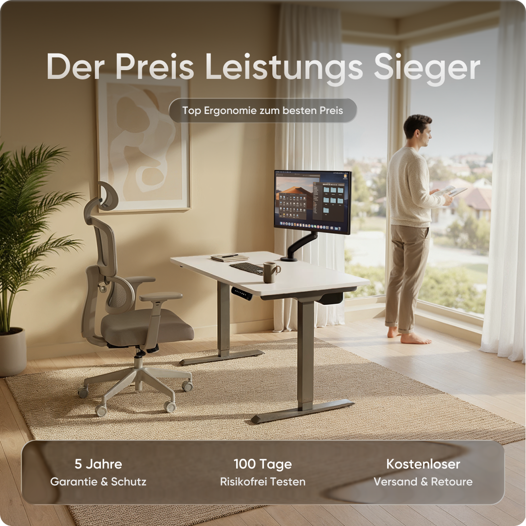 Moderner ergonomischer Stehpult von DESKSPACE Pro Model– elektrisch verstellbar mit smarter Bedienung