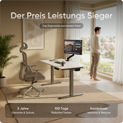 Moderner ergonomischer Stehpult von DESKSPACE Pro Model– elektrisch verstellbar mit smarter Bedienung