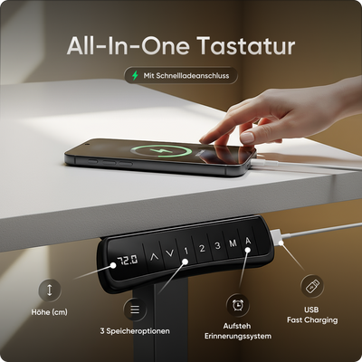 Moderner ergonomischer Stehpult von DESKSPACE Pro Model– elektrisch verstellbar mit smarter Bedienung