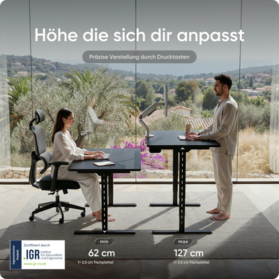 Elektrisch höhenverstellbarer DESKSPACE Pro Plus ergonomischer Stehschreibtisch