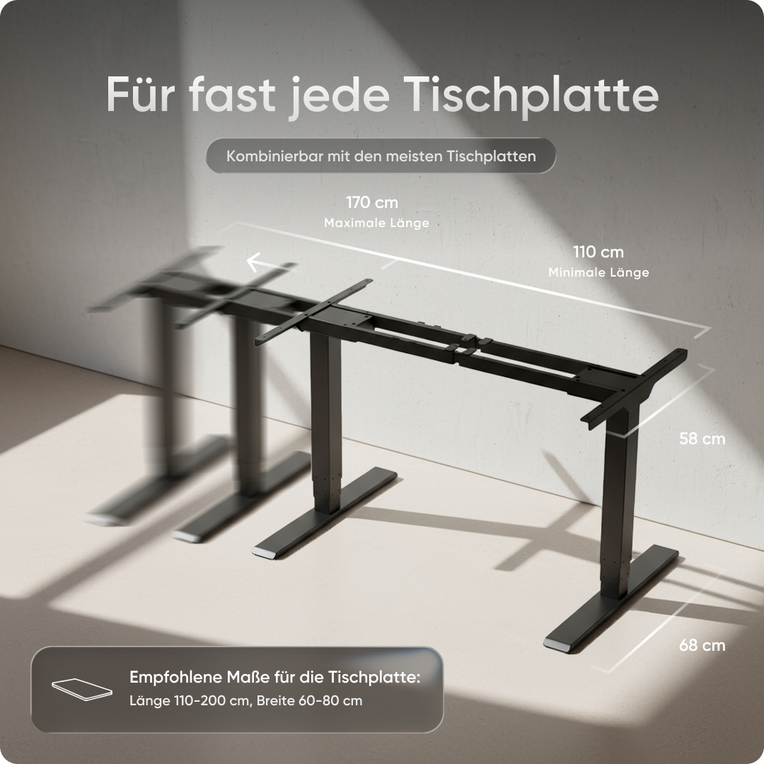 Elektrisch höhenverstellbarer DESKSPACE Pro Plus ergonomischer Stehschreibtisch