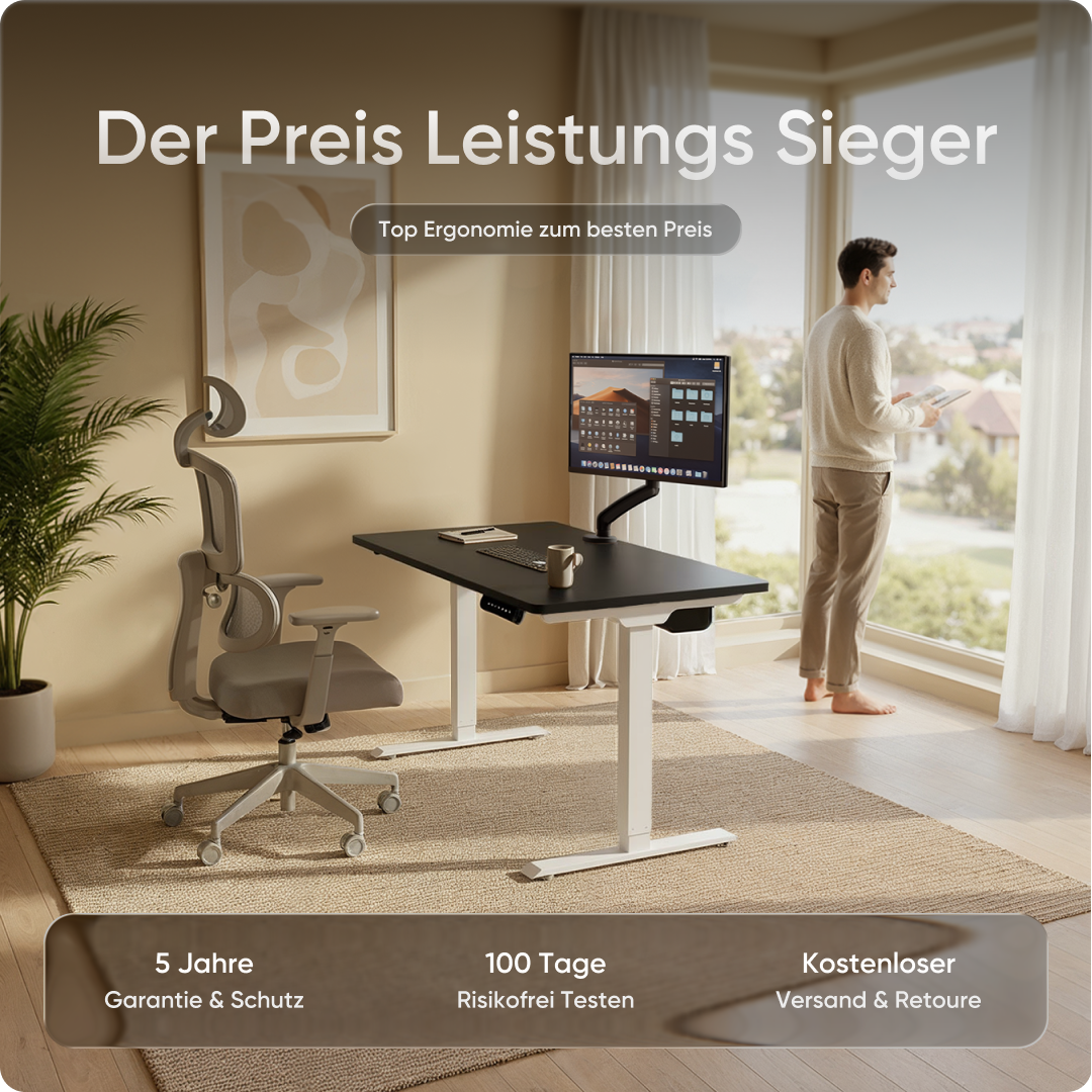 Moderner ergonomischer Stehpult von DESKSPACE Pro Model– elektrisch verstellbar mit smarter Bedienung