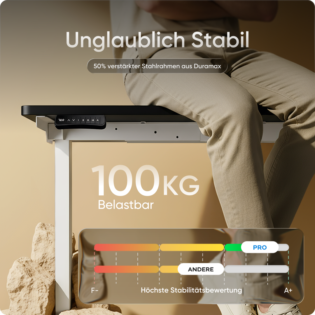 Moderner ergonomischer Stehpult von DESKSPACE Pro Model– elektrisch verstellbar mit smarter Bedienung