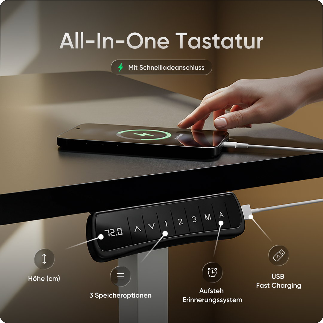 Moderner ergonomischer Stehpult von DESKSPACE Pro Model– elektrisch verstellbar mit smarter Bedienung