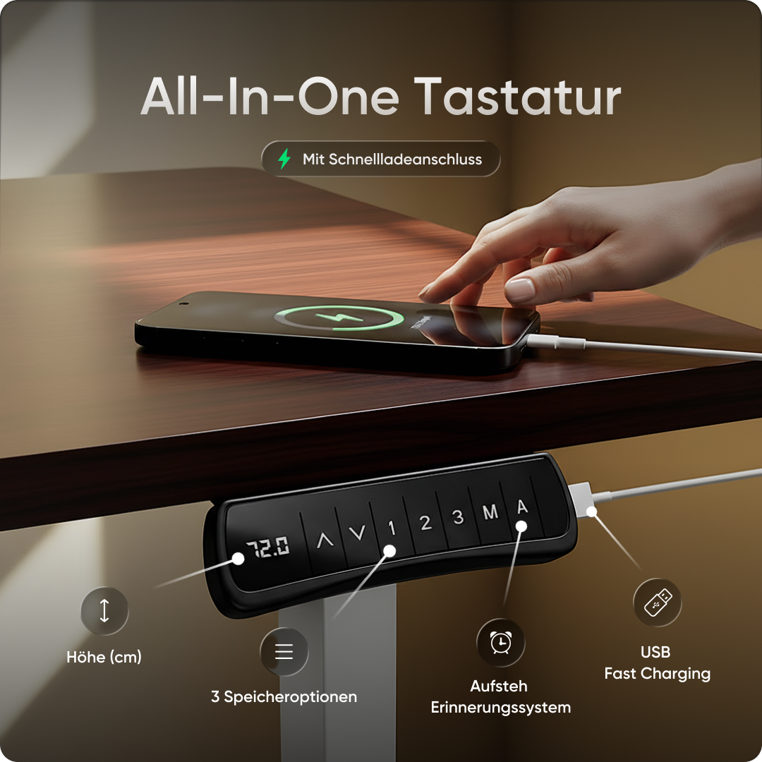 Moderner ergonomischer Stehpult von DESKSPACE Pro Model– elektrisch verstellbar mit smarter Bedienung