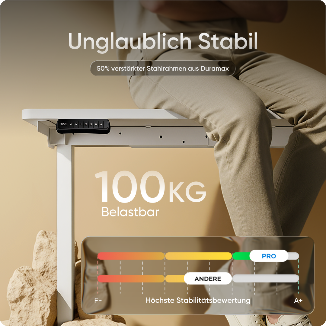 Moderner ergonomischer Stehpult von DESKSPACE Pro Model– elektrisch verstellbar mit smarter Bedienung