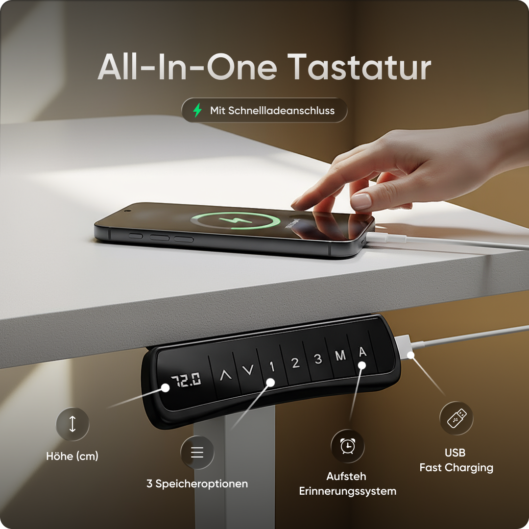 Moderner ergonomischer Stehpult von DESKSPACE Pro Model– elektrisch verstellbar mit smarter Bedienung