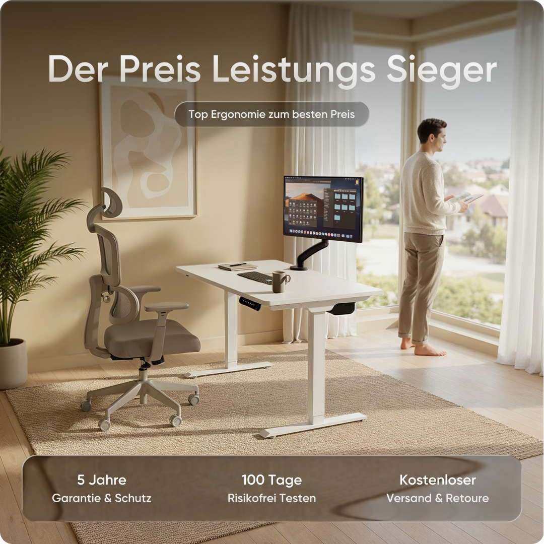 Moderner ergonomischer Stehpult von DESKSPACE Pro Model– elektrisch verstellbar mit smarter Bedienung