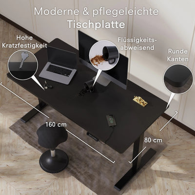 DESKSPACE Tischplatte – massive 2,5 cm starke Holzplatte, ideal für höhenverstellbare Schreibtische, Esstische & Arbeitsplätze, ideal für Büro & Homeoffice