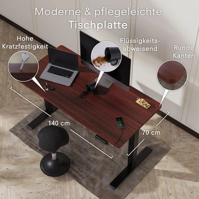 DESKSPACE Tischplatte – massive 2,5 cm starke Holzplatte, ideal für höhenverstellbare Schreibtische, Esstische & Arbeitsplätze, ideal für Büro & Homeoffice