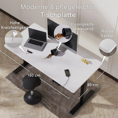 DESKSPACE Tischplatte – massive 2,5 cm starke Holzplatte, ideal für höhenverstellbare Schreibtische, Esstische & Arbeitsplätze, ideal für Büro & Homeoffice