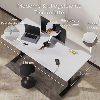 DESKSPACE Tischplatte – massive 2,5 cm starke Holzplatte, ideal für höhenverstellbare Schreibtische, Esstische & Arbeitsplätze, ideal für Büro & Homeoffice