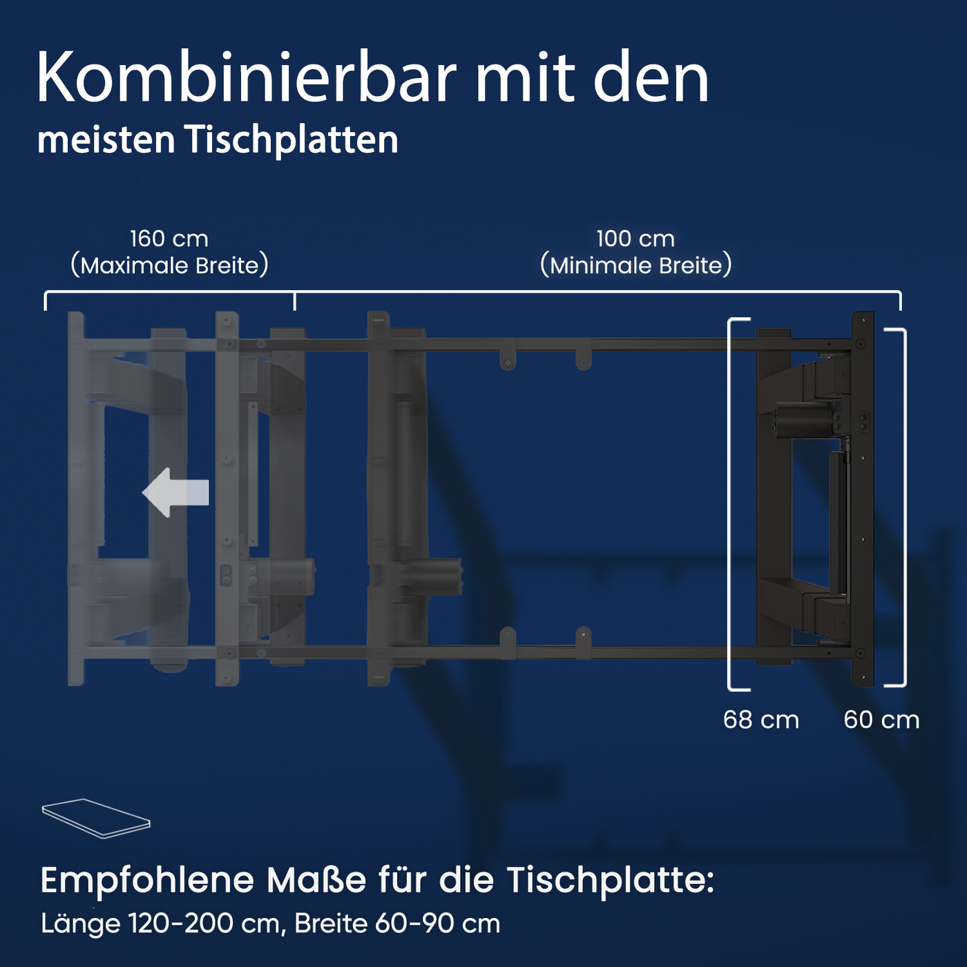 DESKSPACE Titan elektrisch höhenverstellbarer Schreibtisch mit 4 stabilen Beinen, Dual-Motor-Antrieb, 200 kg Tragkraft, Memory-Steuerung und modernem Design