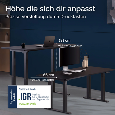 DESKSPACE Titan elektrisch höhenverstellbarer Schreibtisch mit 4 stabilen Beinen, Dual-Motor-Antrieb, 200 kg Tragkraft, Memory-Steuerung und modernem Design