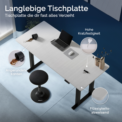 DESKSPACE Titan elektrisch höhenverstellbarer Schreibtisch mit 4 stabilen Beinen, Dual-Motor-Antrieb, 200 kg Tragkraft, Memory-Steuerung und modernem Design