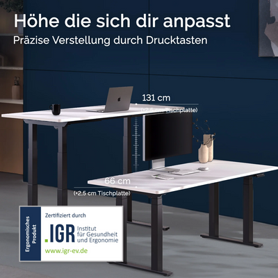 DESKSPACE Titan elektrisch höhenverstellbarer Schreibtisch mit 4 stabilen Beinen, Dual-Motor-Antrieb, 200 kg Tragkraft, Memory-Steuerung und modernem Design