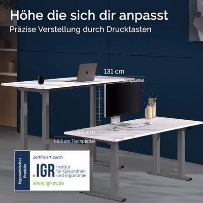 DESKSPACE Titan elektrisch höhenverstellbarer Schreibtisch mit 4 stabilen Beinen, Dual-Motor-Antrieb, 200 kg Tragkraft, Memory-Steuerung und modernem Design