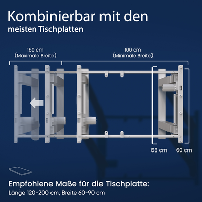 DESKSPACE Titan elektrisch höhenverstellbarer Schreibtisch mit 4 stabilen Beinen, Dual-Motor-Antrieb, 200 kg Tragkraft, Memory-Steuerung und modernem Design