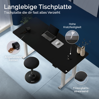 DESKSPACE Titan elektrisch höhenverstellbarer Schreibtisch mit 4 stabilen Beinen, Dual-Motor-Antrieb, 200 kg Tragkraft, Memory-Steuerung und modernem Design
