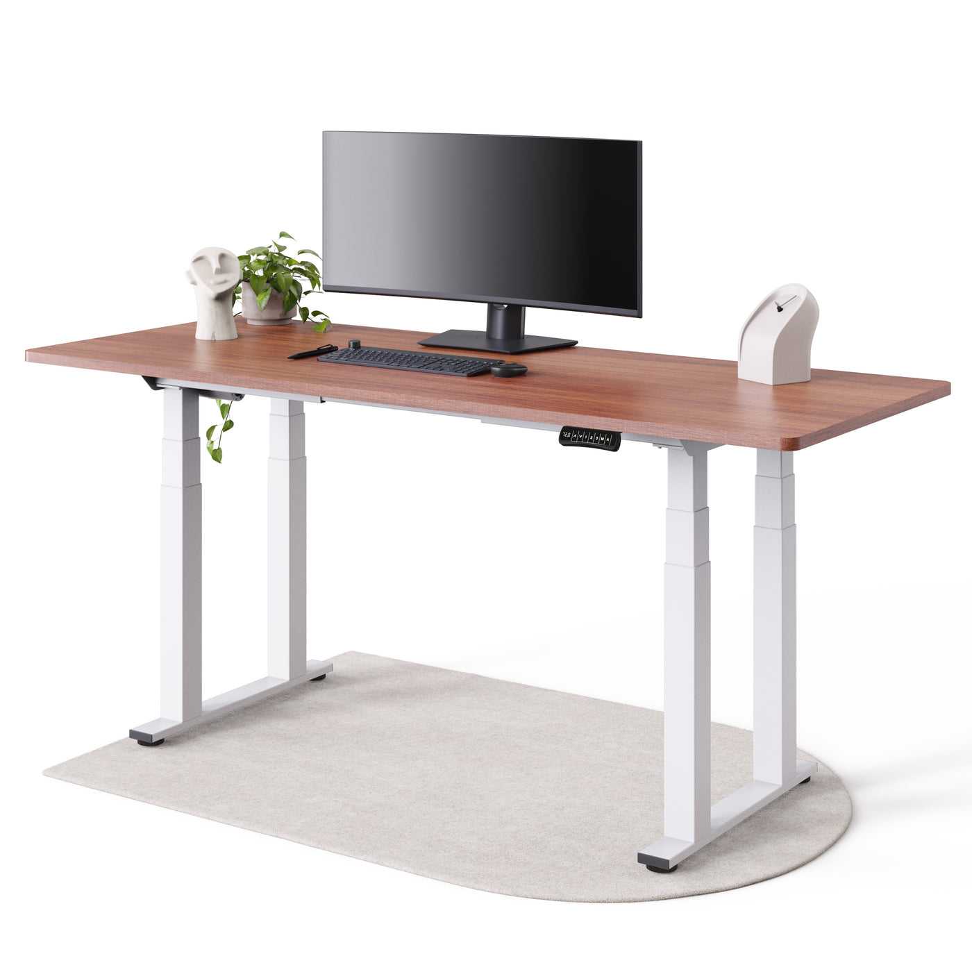 DESKSPACE Titan elektrisch höhenverstellbarer Schreibtisch mit 4 stabilen Beinen, Dual-Motor-Antrieb, 200 kg Tragkraft, Memory-Steuerung und modernem Design