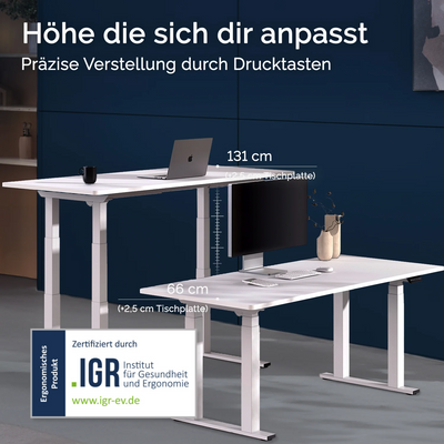DESKSPACE Titan elektrisch höhenverstellbarer Schreibtisch mit 4 stabilen Beinen, Dual-Motor-Antrieb, 200 kg Tragkraft, Memory-Steuerung und modernem Design