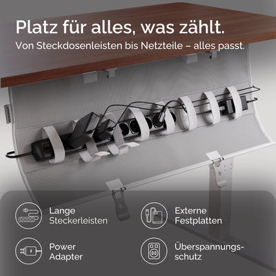 DESKSPACE Wrap Kabelwanne – beidseitig klappbarer Kabelkanal für Schreibtisch, robustes Kabelmanagement aus Metall, 94 cm lang