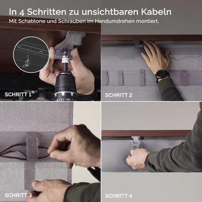 DESKSPACE Wrap Kabelwanne – beidseitig klappbarer Kabelkanal für Schreibtisch, robustes Kabelmanagement aus Metall, 94 cm lang
