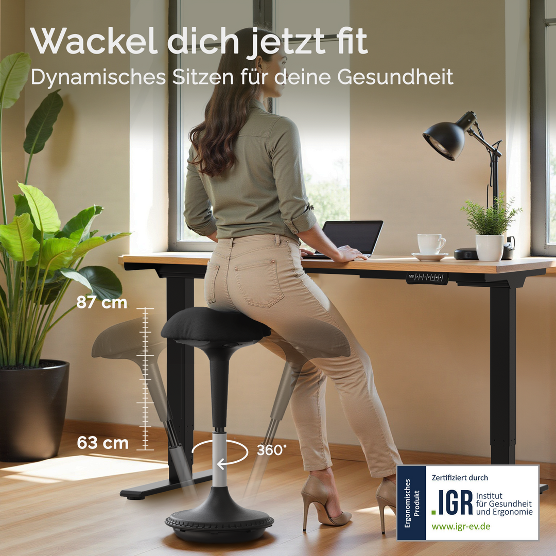 Storex Active Tilt Hocker - Höhenverstellbar 30,5-61 Cm, Ergonomisch Für Stehtische & Büro