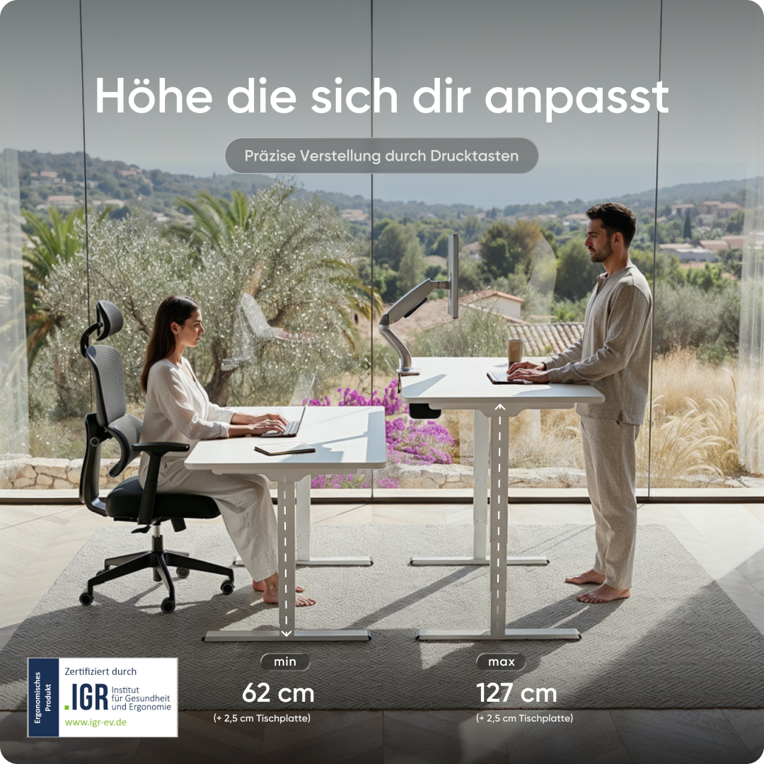 Elektrisch höhenverstellbarer DESKSPACE Pro Plus ergonomischer Stehschreibtisch