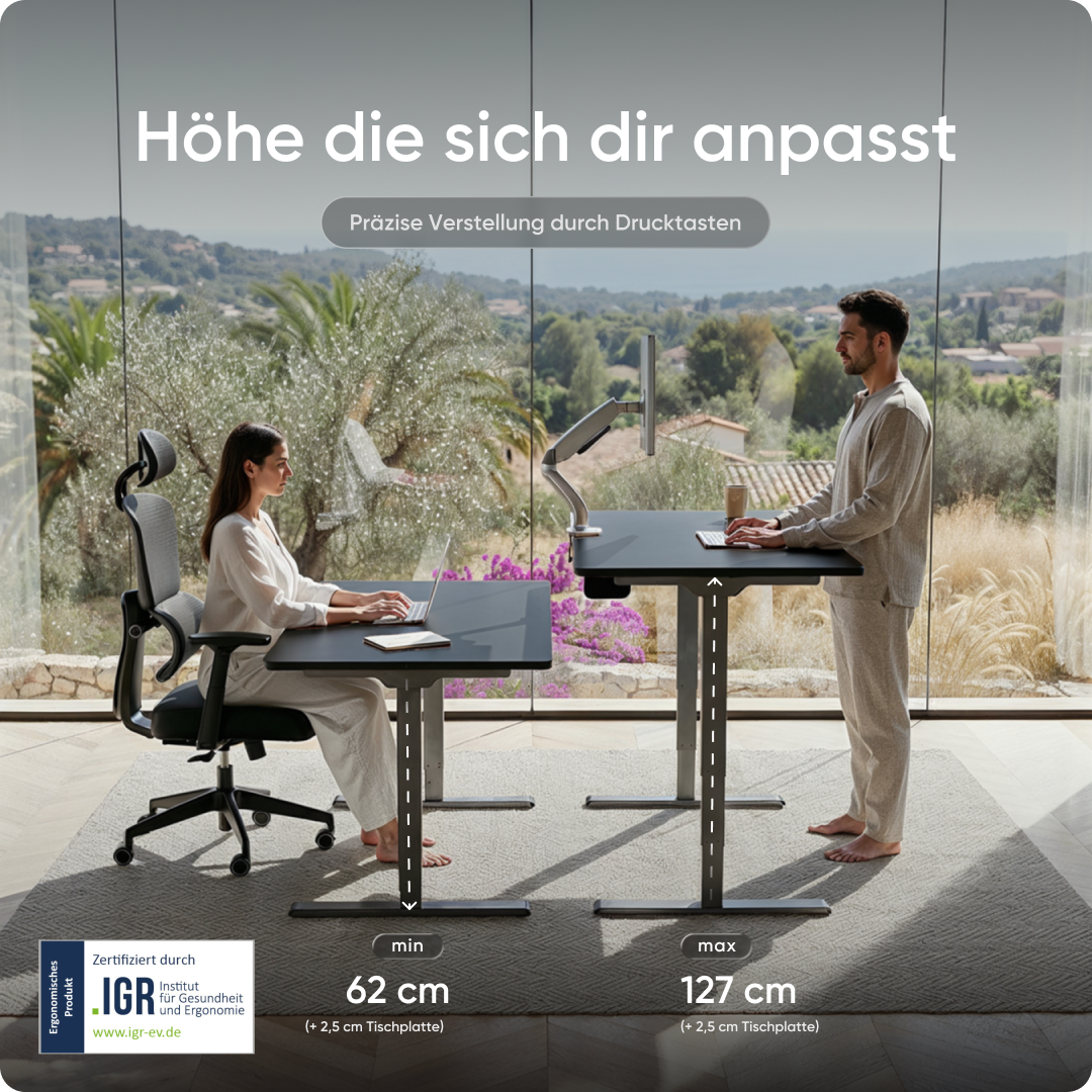 Elektrisch höhenverstellbarer DESKSPACE Pro Plus ergonomischer Stehschreibtisch