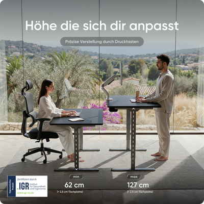 Elektrisch höhenverstellbarer DESKSPACE Pro Plus ergonomischer Stehschreibtisch