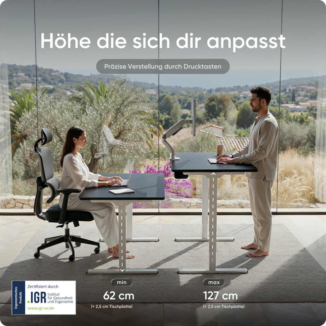 Elektrisch höhenverstellbarer DESKSPACE Pro Plus ergonomischer Stehschreibtisch