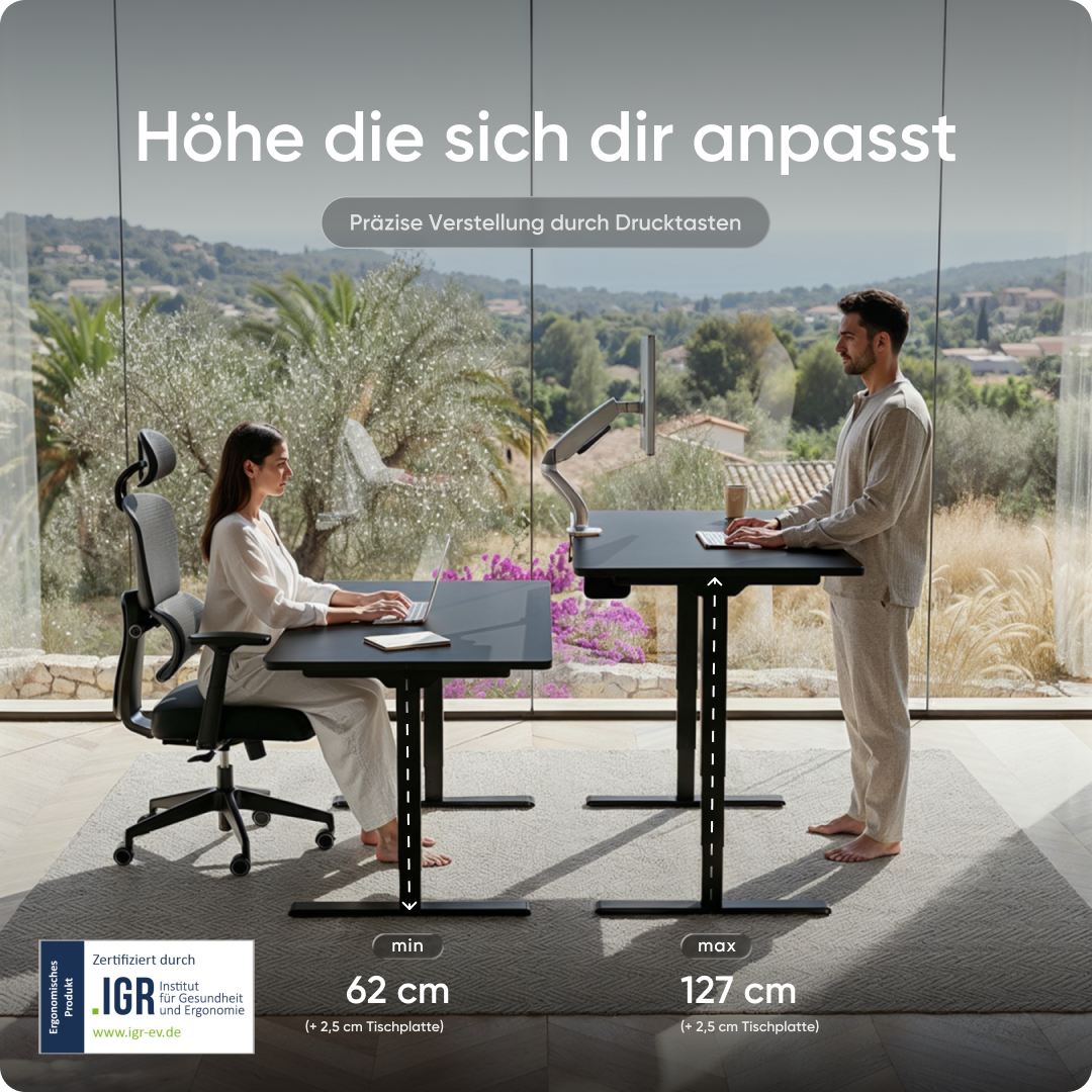 Elektrisch höhenverstellbarer DESKSPACE Pro Plus ergonomischer Stehschreibtisch